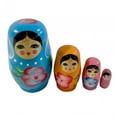 thumbnail image 3 of 4 Piece Russian Nesting Dolls Dolls Traditional Handmade Wooden Toys, Stackable, blue, 3 of 8