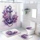 thumbnail image 1 of Juego de 4 cortinas de ducha con diseño de flores moradas y rústicas con alfombrillas antideslizantes, tapa de inodoro y alfombrilla de baño, 72 x 72 pulgadas, 1 of 4