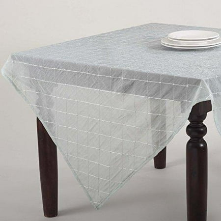 

Fennco Styles La Belle Epoque Stitched Sheer Tablecloth 5 Colors (Mint 84 x84 )