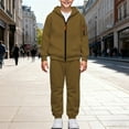 thumbnail image 5 of YunPes Boys Girls Athletic Sweatsuit Full Zipper Loose Hoodies Jacket Sports Jogging Suits Toddler Kids Fashion Fleece Tracksui𝐭s, 5 of 6