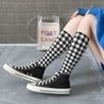 thumbnail image 3 of Lsque Black White Plaid Printed Crew Socks Men's Women's LightWeight Thin Casual Calf Socks ,Knee High Socks,Cotton Socks, 3 of 9