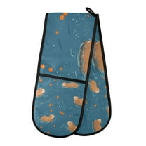 Yayeee Double Oven Mitt Kitchen Heat Resistant Baking 35" x7" Quilted Glove, Capybaras Swimming