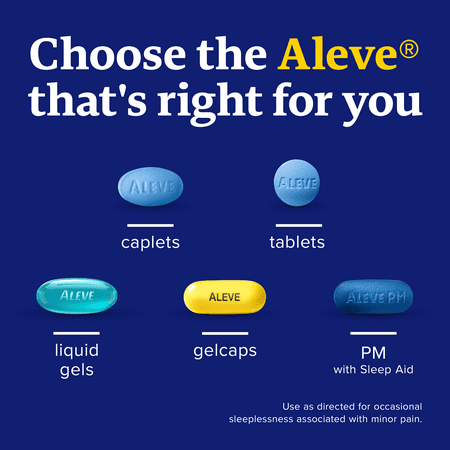 Aleve PM Naproxen Sodium Pain Reliever & Sleep Aid , Easy Open Caplets, 80 Count