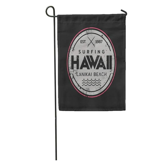 POGLIP Surf Rider and Surfing in Hawaii Lanikai Beach Vintage Garden Flag Decorative Flag House Banner 12x18 inch