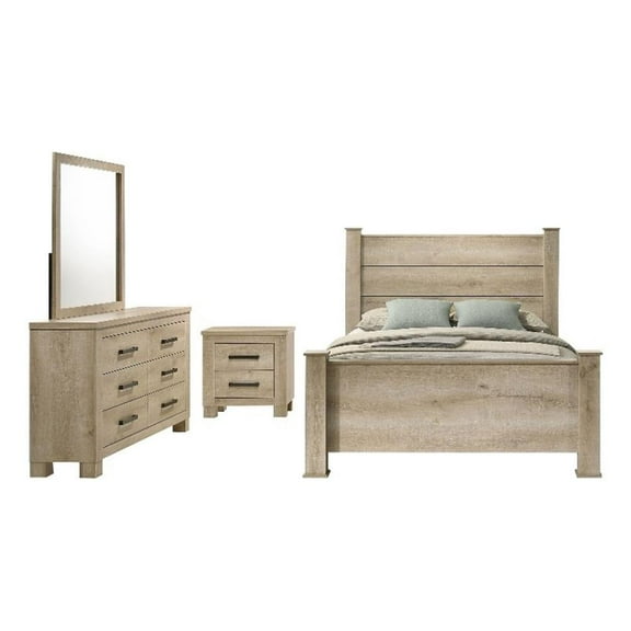Oakglen 4-piece Eastern King Bedroom Set Weathered Oak