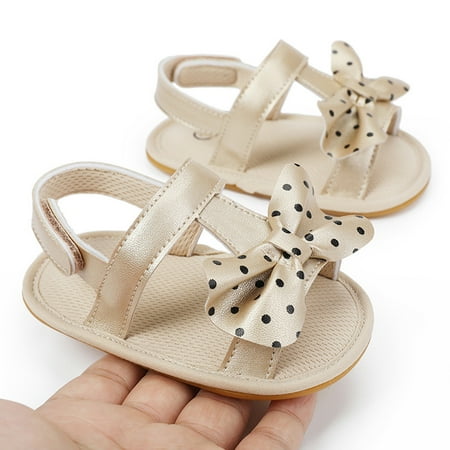 

kpoplk Toddler Sandals Girls Open Toe Bowknot Shoes First Walkers Shoes Summer Toddler Flat Cute Shoes For Teen Girls(Gold)