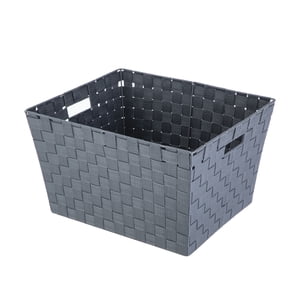 Medium Woven Decorative Storage Basket, Gray