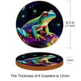 thumbnail image 3 of Frog Set of 6 Round Microfiber Leather Coasters, 11x11 cm/4.3x4.3 in, Drink Coasters for Cups, Heat Absorbent Coasters for Drinks, Coaster Set for Home and Kitchen - Black, 3 of 6