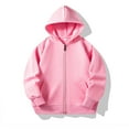 thumbnail image 2 of Ashirexll Girls Hoodies, Zip Up Hoodie, Children Solid Color Long Sleeve Casual Casual and Sports Hooded Blouse Zipper Pocket Hooded Sweatshirt for Kids, 2 of 5