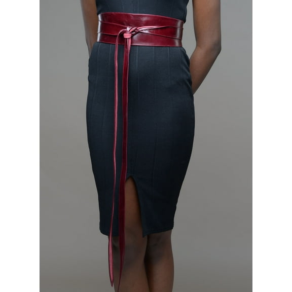 100% Handmade Genuine Leather Women Obi Belt Waist Band Self Knot Tie Up Cinch One Size Fits All, oxblood leather belt - Gitas Portal