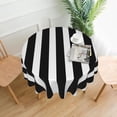 thumbnail image 1 of Black White Stripes Round Tablecloth Washable Reusable Decoration Table Cover for Kitchen Party 60", 1 of 7