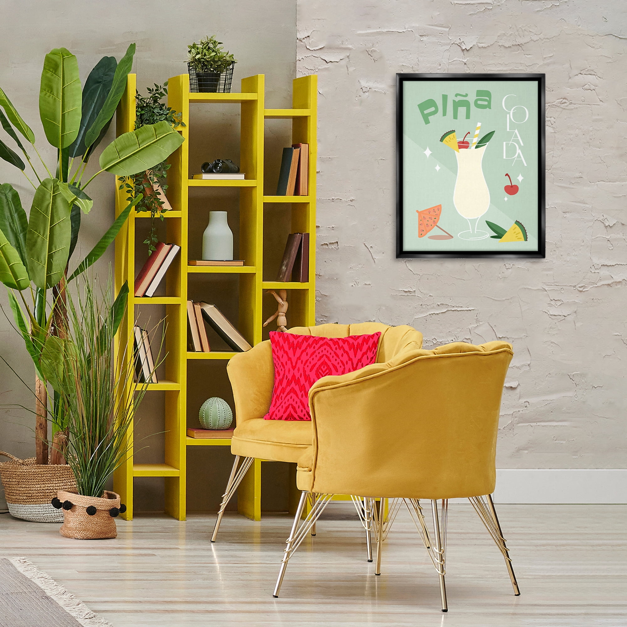 Stupell Industries Pina Colada Typography Food & Beverage Painting Black Floater Framed Canvas Art Print Wall Art, 17 x 21