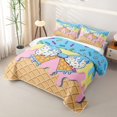 thumbnail image 3 of Manfei Watercolor Bowknot Quilt Full,Drippy Ice Cream Pattern Full Bedspread Sets,3 Pieces,1 Coverlet and 2 Pillowcases, 3 of 7