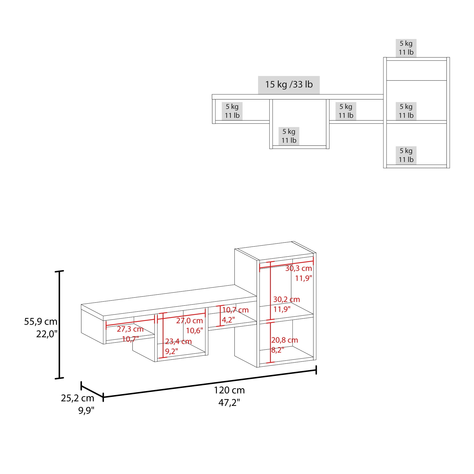 Modern Shelf Unit, 5 Shelves, White - Space Home Decor 5-shelf Contemporary Enhancement