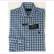 Polo Ralph Lauren Blue Plaid Classic Dress Shirt Mens Long Sleeve Stretch,XXL