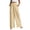 Beige, variant on Women's Cotton Linen Palazzo Pants Cross Smocked High Waisted Trousers Cooling Comfy Straight Wide Leg Pant