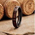 thumbnail image 2 of Metals Jewelry Men's / Women's 4mm Black Plated Tungsten Carbide Koa Wood Inlay Wedding Ring Comfort Fit Size 9.5, 2 of 7