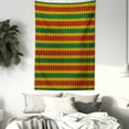thumbnail image 4 of Rasta Tapestry, Geometrical Zig Zag Triangle Inspired Shapes in Flag Colors Art Print, Wall Hanging for Bedroom Living Room Dorm Decor, 40W X 60L Inches, Marigold Orange and Green, by Ambesonne, 4 of 5
