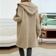 thumbnail image 6 of Women's Fuzzy Long Hooded Jacket Lapel Open Front Cardigan Button Down Teddy Coat Outwear With Pockets plus Size Ski Tops Women plus Size Light Jackets plus Size Coats Wool Women's plus Size Coats And, 6 of 6
