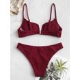 thumbnail image 5 of ZAFUL Women Swimsuit Ribbed V Cut Bikini Set Red Wine M, 5 of 7