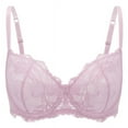 thumbnail image 3 of Wingslove Women's Sexy Lace Bra Plus Size Sheer Non Padded Unlined Underwire Bra,Purple 44DD, 3 of 8