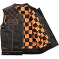 thumbnail image 4 of First Mfg Co - Checker - Men's Motorcycle Biker Riding Black Leather Vest - 4X Large, 4 of 5