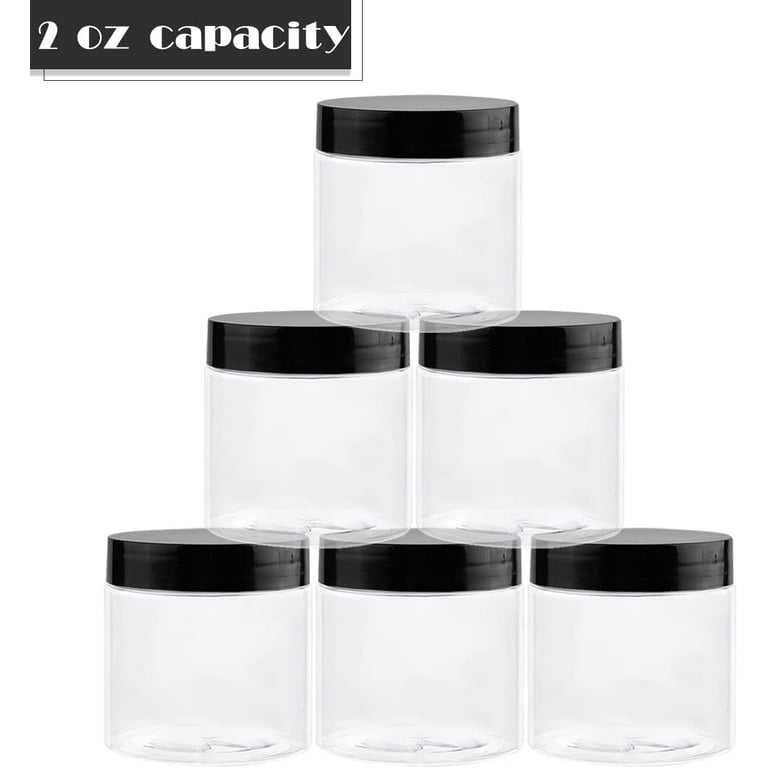 TUZAZO 2 Oz Plastic Jars with Lids and Labels BPA Free, Clear Empty  Refillable 2oz Plastic Containers with Lids for Cosmetics, Lotions,  Ointment