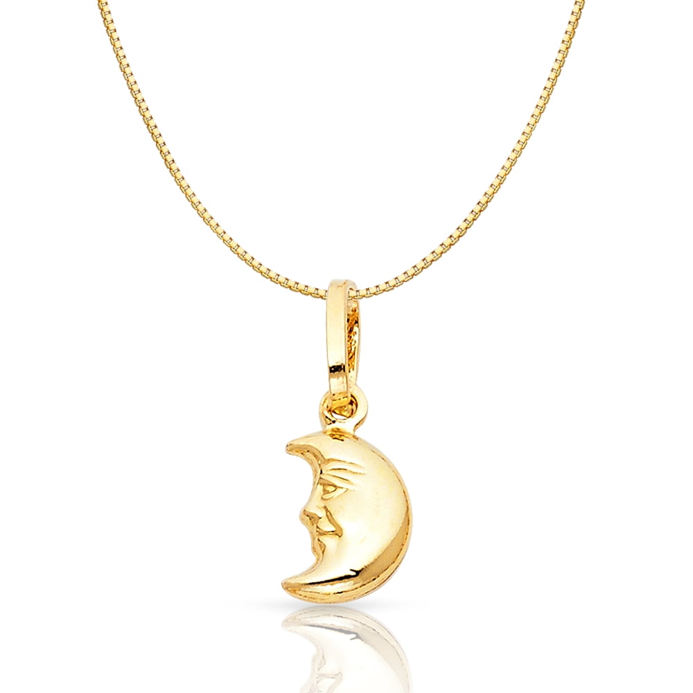 Reversible Double Sided Polish Necklace Charm 14K Solid Yellow Gold Cat Pendant