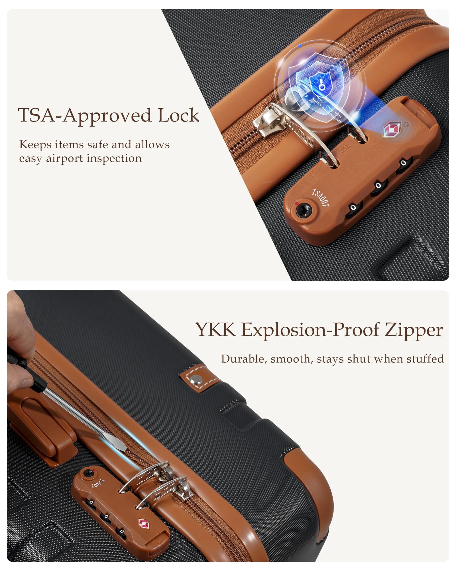 LONG VACATION Carry On Luggage Set 3 Piece, 20 Inch ABS+PC Hardshell Carry on Suitcase with Spinner Wheels TSA Lock & YKK Zipper