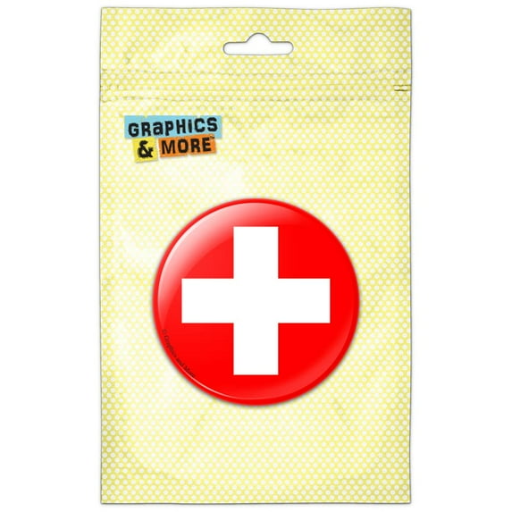 Switzerland National Country Flag Pinback Button Pin Badge