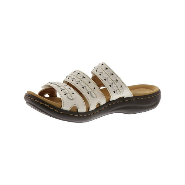 Clarks Womens Laurieann Cove Leather Adjustable Slide Sandals