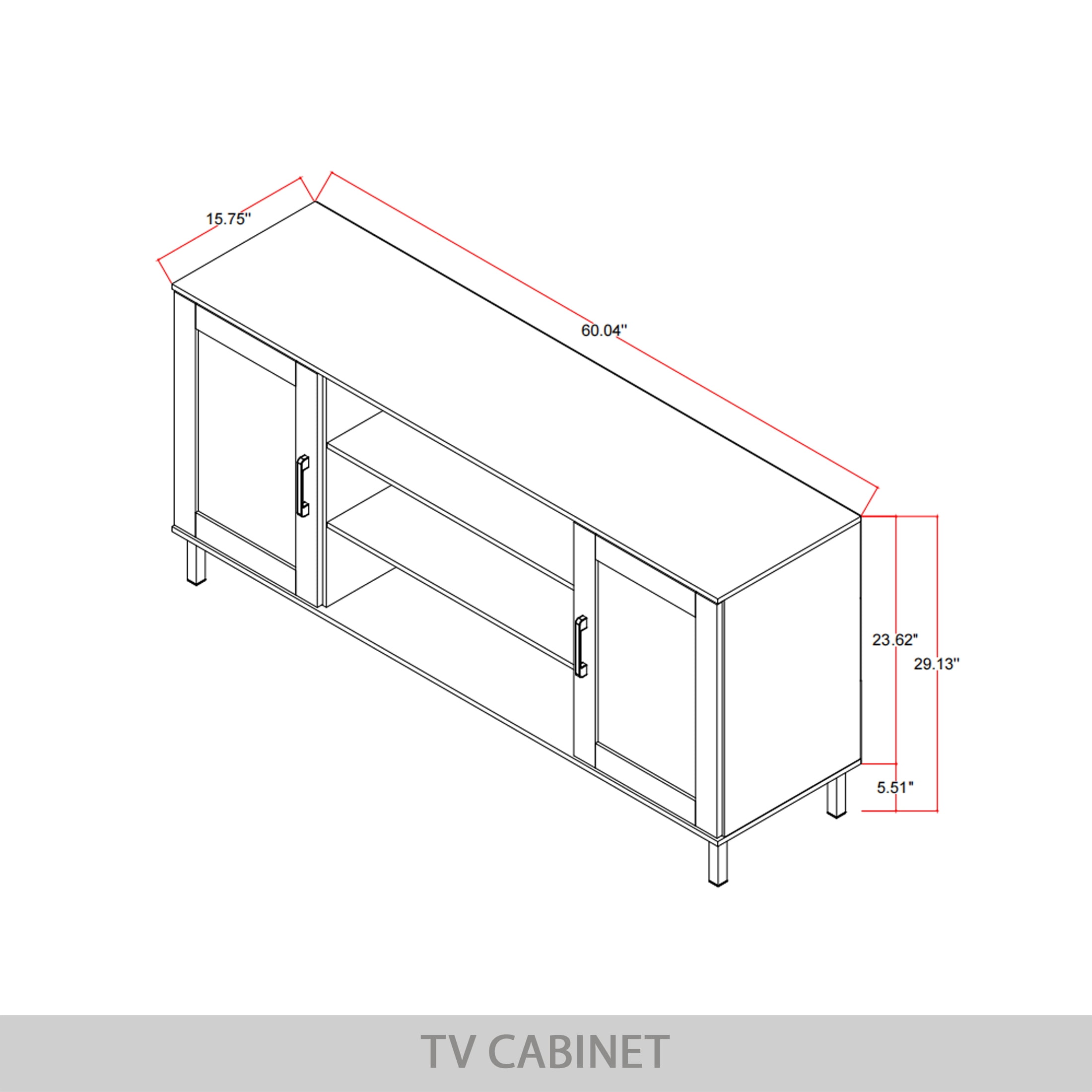 Castle Place Modern Farmhouse TV Stand Console for TVs up to 65", Black