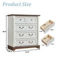 thumbnail image 2 of HIUU Walnut Desktop Dresser Storage Cabinet,Farmhouse Dresser Off White Wood Grain Chest of Drawer for Bedroom,5 Drawer Dresser, 2 of 9
