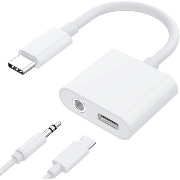 USB C/Type C to 3.5mm Audio Auxiliary Adapter 2 in 1- Headphone Converter - Fast Charging, Hi-Res Sound, Compatible with Google Pixel 2 / 3XL, 2018 Ipad Pro, HTC, Huawei, Samsung and More