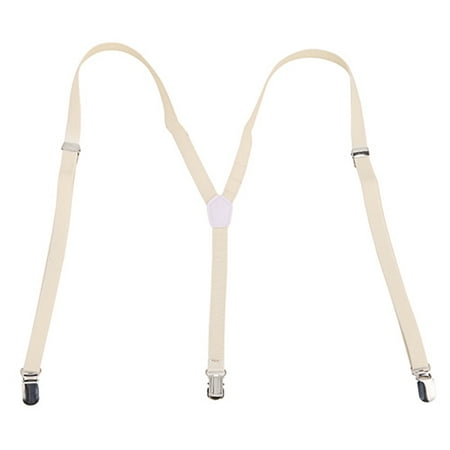 Solid Valuables Bag - Solid Color Y-Back Suspenders Skinny Adjustable Elastic Shoulder Strap - 1/2 Wide (Cream)