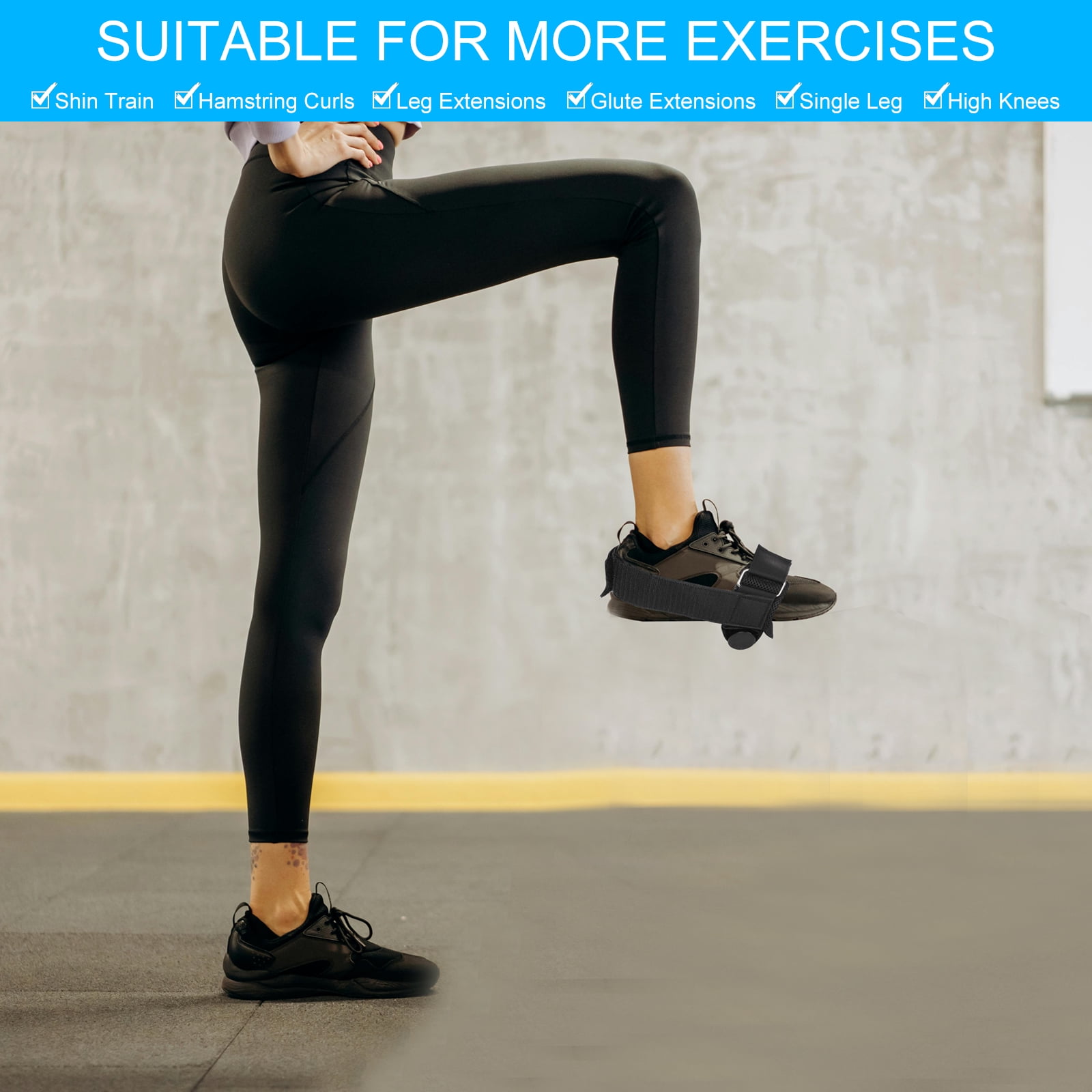 Dumbbell Foot Attachment Adjustable Ankle Straps Feet Weights Lifting Black 2 Pack
