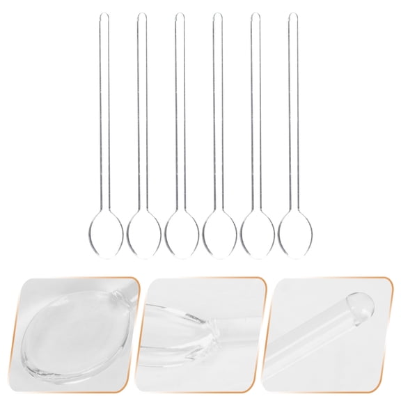 6pcs Household Glass Spoons Coffee Stirring Spoons Dessert Spoons Kitchen Utensils
