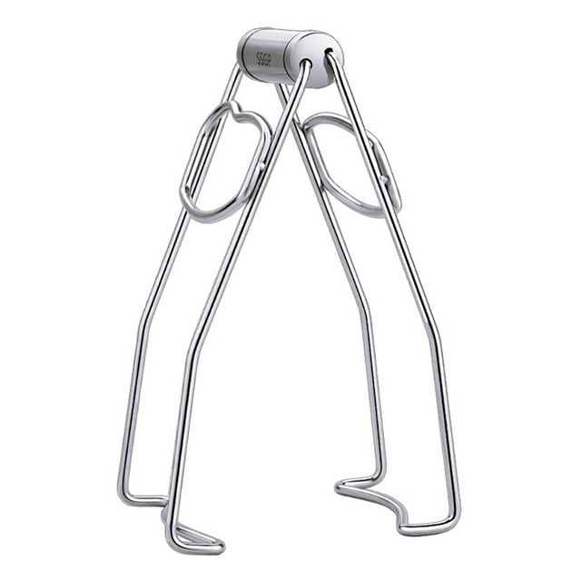 Pinzas de Acero Inoxidable para Platos Calientes, Diseño Ergonómico y Fácil de Limpiar, Color Plateado, Ideal para Levantar Recipientes Calientes sin Quemaduras.