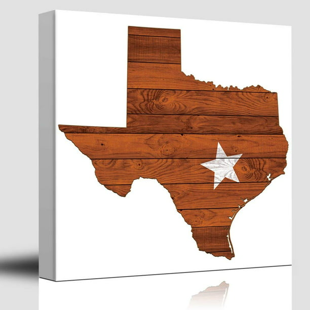 Wall26 Austin Star Burnt Orange And White Texas Rustic State Country Western Cowboy Wood Background Texture Canvas Art Home Decor 16x16 Inches Com - State Of Texas Home Decor