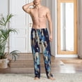 thumbnail image 5 of Vsdgher Abstract Blue Squares Print Mens Pajama Pants Sleep & Lounge Pants, PJ Bottoms With elastic waistb and Pockets, 5 of 5
