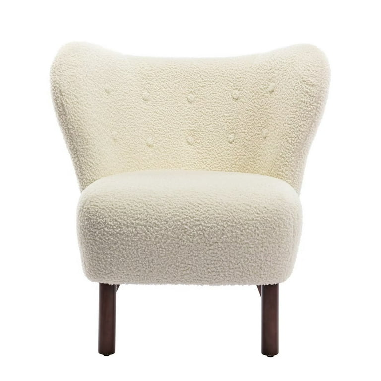 Accent Chair Modern Wingback Chair with Rubber Wood Legs and Fluffy Upholstery Seats Tufted Sofa Chair Club Chair Side Chair for Living Room Pub or