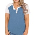 thumbnail image 2 of Vergoodr Women's Plus Size Tops Raglan Henley Shirts Buttons Up Tunics Color Block Tee, 2 of 4
