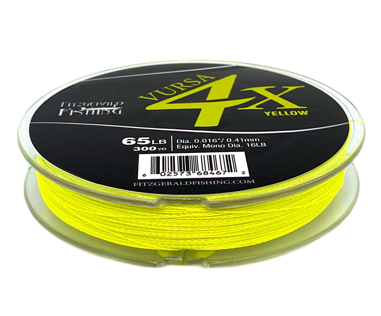 Fitzgerald Vursa 4X Braided Fishing Line, 30 lb 300 yd, HiVis Yellow