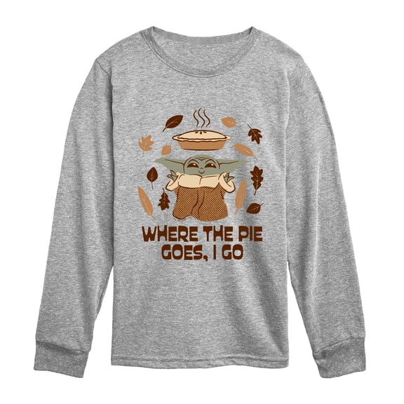 Star Wars - Pie Goes Go Grogu - Youth Boys Long Sleeve Graphic T-Shirt
