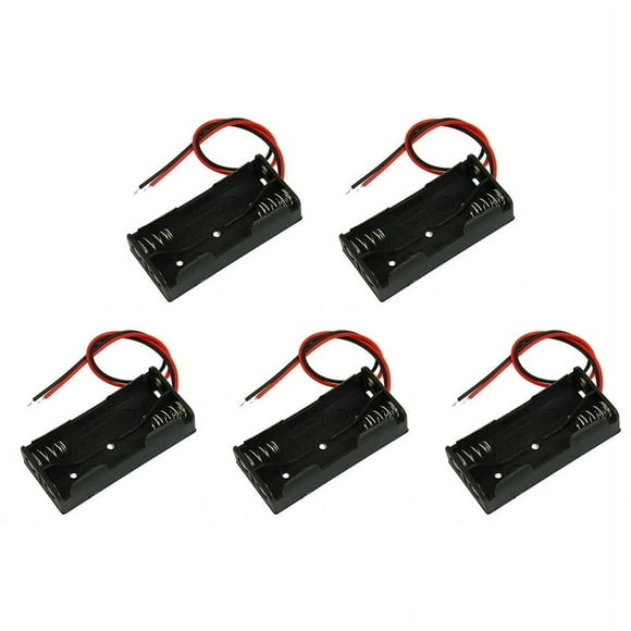 5X Black Plastic Battery Case Holder Wire 2 X 1.5V AAA