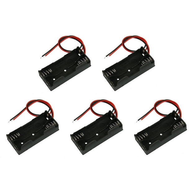 5X Caja Negra de Plastica de Bateria de Soporte del Cable 2 X 1,5 V AAA