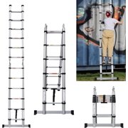 Telescoping Ladder 12.5FT, A Frame Aluminum Extension Ladder, Collapsible Telescopic Ladder for Household Use with Safety Spring Loaded Locking, 330 lbs Capacity
