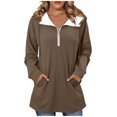 thumbnail image 3 of Horkkom Quarter Zip Pullover Women Long Sleeve V Neck Sweatshirt Casual Loose 1/4 Zip Pullover Sweatshirts with Pockets L, 3 of 7