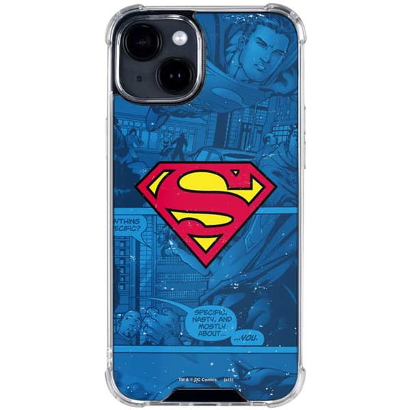 Skinit DC Comics Superman Logo Background Pattern iPhone 15 Clear Case