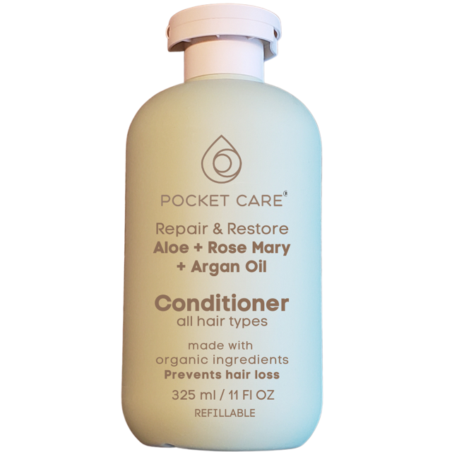 POCKETCARE - Acondicionador de Cabello con Aceite de Argán, Manteca de Karité, Cacao y Sábila PocketCare Acondicionardor para pelo orgánico, 325ml (Acondicionador, Aloe vera)